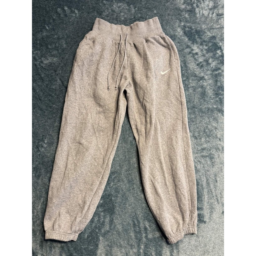 Nike Womens XS Heather Gray High Waisted Joggers Sweatpants Cotton Blend Fleece